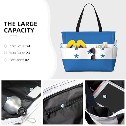 Flag of Honduras Beach travel bag, lightweight and reusable, suitable for family travel, gym and outdoor adventures.3