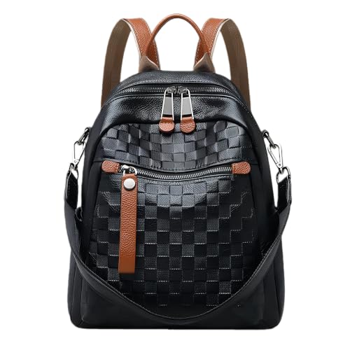 Image of Genuine Leather Backpack Purse For Women | Fashion Convertible Ladies Shoulder Bag Black
