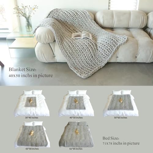 Maetoow Chenille-Decke mit grobem Strickmuster (101 x 127 cm), handgefertigt, warme und kuschelige Decke für Sofa, Bett, Dekoration… – Ansicht 5