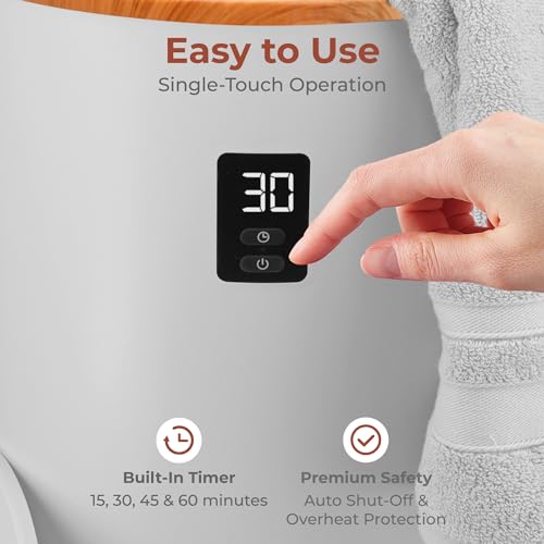 Image of SereneLife Towel Warmers Bucket, with Customized Fragrance for Spa and Bathroom, Luxury Towel Heater Gifts for Him & Her, Auto Shut off, Fits 2 large Towels, Blankets, Bathrobes, PJ's (Grey)
