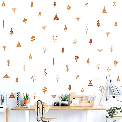 Prabahdak 110 Pcs Boho Brown Woodland Trees Wall Decal Small Forest Trees Wall Stickers Abstract Art Forest Wall Decor Peel And Stick For Livingroom Kids Room Nursery Bedroom #TOP3