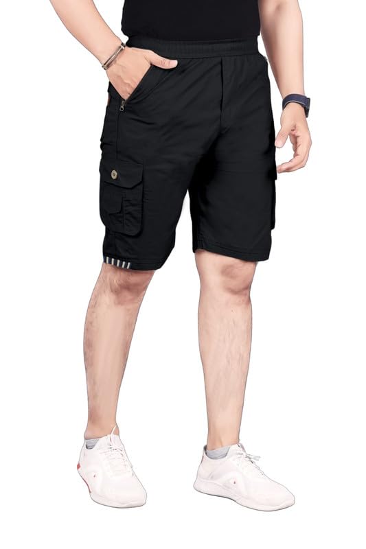 Men's Cotton Regular Fit Solid Shorts, 5 Button Pockets Cango Shorts-Patti-image-8