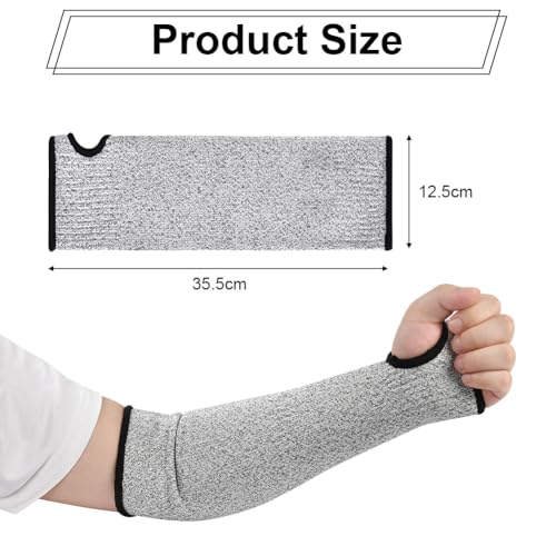 Flintronic Cut Resistant Arm Sleeves with Thumb Hole, 2PCS Level 5 Protection, Safety Sleeves for Work & Garden, 35cm Forearm Protector - Image 2