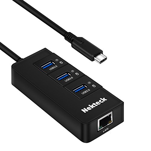 image for Nekteck USB A 3.0 Hub Type C Ethernet Adapter USB C to USB A Hub Compa