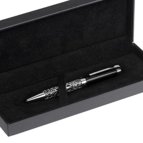 ARCIS Antilles Ballpoint Pen, Black with Silver Filigree - Luxurious Journaling Pens with Clip for Writing, Note Taking - High-End, No Bleed Pens - Premium Writing Supplies and Luxury Pens