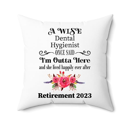 Dental Hygienist Retirement Gifts Throw Pillow for Women 2023 Happy Retired Dental School Clinic National Dentist Dentistry Operator Cover with Insert 18x18