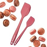 StarPack Premium Silicone Spatula Set (1 Small, 1 Large) - High Heat Resistant to 600°F, Hygienic One Piece Design, Non Stick Rubber Cooking Utensil Set (Cherry Red)