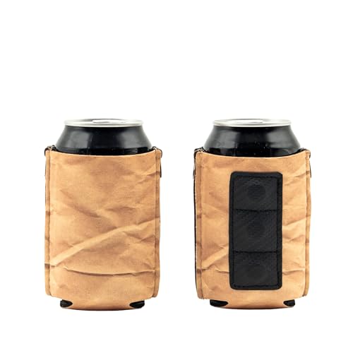 ZipSip MAGNET- Adjustable All-In-One Coozie with Zippers for Cans, Bottles, Slim Cans, Pint Glasses, Party Cups, Coffee – Can Cooler - Insolated Neoprene Sleeve - Brown Paper Bag, Medium