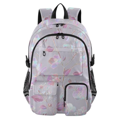 Mochilas de viaje para laptop de 44.5 cm con diseño floral rosa neón para niñas