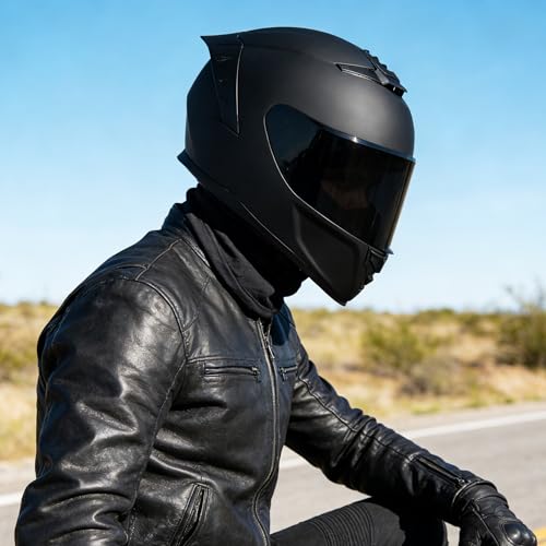 Image of Full Face Motorcycle Helmet,Helmets for Adults Motorcycle, MG611 Motorbike Racing Street Bike Helmets with Black Visor for Men Women,DOT Approved (Matte Black-B+ Mask, XXL)