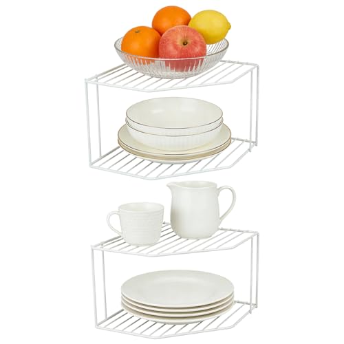 JBESUHI 2Pcs 2-Tier Corner Stackable Organizer Shelf -...