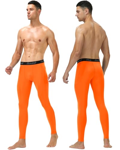 Image of Runhit Mens Compression Pants Running Tights Pockets Sports Leggings Spandex Workout Cycling Athletic Thermal