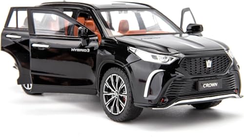 Image of 1:24 Crown Kluger SUV Model Car - Red Alloy Diecast Pull Back Toy with Sound, Light & Openable Doors - Gift for Kids Boys Girls (Black)