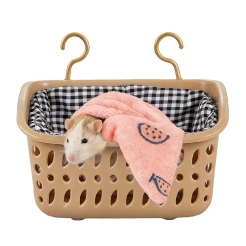 Image of JWShang Rat Hammock for Cage, Chew Proof Hanging Basket Bed with Sturdy Hooks, Pet Cage Accessories, Safe Cozy Small Animal Rodent Hammock for Sugar Glider Mice Snuggling Sleeping