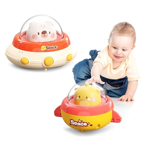 Image of Kidology Space Car Toy for Toddlers - Friction-Powered Mini Racing Cars for Kids | 2 Pcs Press & Go -Cute Animal Space Car Set, Push & Go Vehicle for Motor Skills & Early Learning (Random Color)