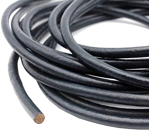 Cordon cuir rond noir 6mm résistant pour réparer une lanière ou anse cassée