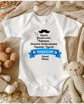 Lupi Sünnet Özel Kıyafet İsimli Bebek Zıbın Anne Yenge Teyze Dayı Amca Yazılı Bebek Hediye, Cranberry-Chutney, 6 Ay