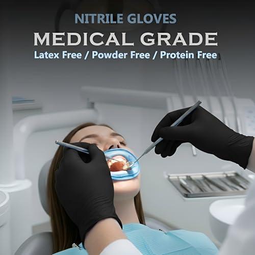 Image of 100 Pcs Disposable Nitrile Gloves | Powder-Free, Latex-Free, Food Safe & Chemical Resistant Hand Gloves for Kitchen, Medical, Salon, Cleaning & Lab (Large)