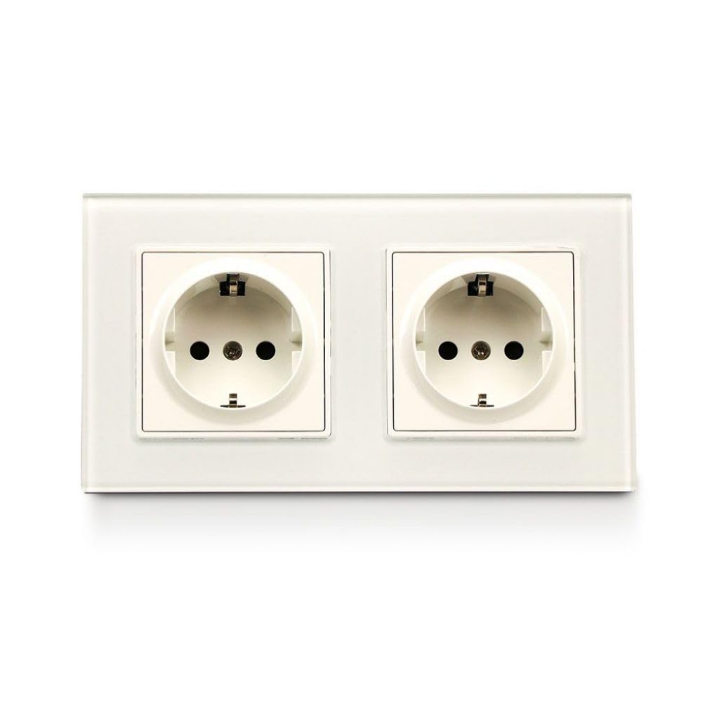 Double prise Schuko murale en verre encastrable bloc prise double - 7
