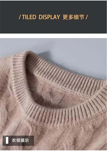 Men's Solid Cashmere Sweaters Round Neck Thickened Pullover and Winter Warm Casual Knitted Large Size Twist Tops2