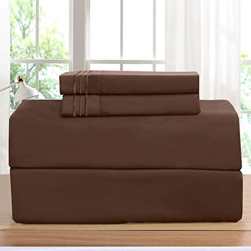 Elegant Comfort1500 Parure de lit 4 pièces résistante aux Plis, à la décoloration et aux Taches avec Poche Profonde pour très Grand lit californien,...