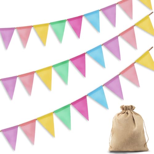 Dusor Wimpelkette Outdoor, 3 Stück Wimpelkette Kinderzimmer + Jutesäckchen Wetterfest, Matschküche Spielturm Zubehör, Happy Birthday Girlande Geburtstag, für Party Deko, Einschulung Deko Dusor Wimpelkette Outdoor, 3 Stück Wimpelkette Kinderzimmer + Jutesäckchen Wetterfest, Matschküche Spielturm Zubehör, Happy Birthday Girlande Geburtstag, für Party Deko, Einschulung Deko