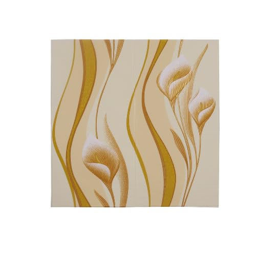 POZET 3D Wallpaper for Walls Living Room Bedroom Hall Office Hotel Cafe/PE Foam Wall Stickers/DIY Decorative White Wall Paper (Crem and Gold)