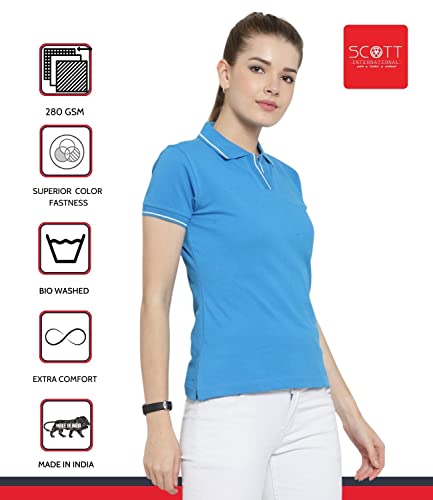 Image of Scott International Women's Regular Fit 100% Pure Organic Cotton Polo T-Shirt | Womens Polo Collar Neck T-Shirt | Cotton Plain Polo Neck Half Sleeve T-Shirt | Tshirts for Women