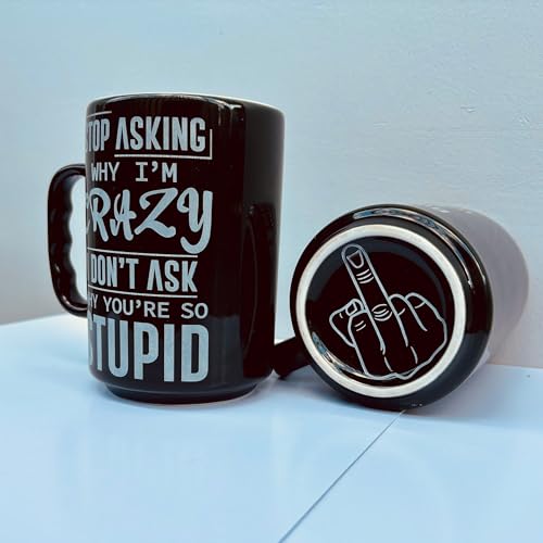 Taza grande negra de cerámica 17 oz con texto grabado miniatura 3