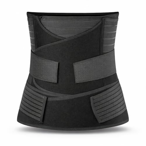 Image of 3-in-1 Postpartum Belt for Women - Post Pregnancy Belly Binder, Waist & Pelvic Support - C Section Recovery, Tummy Tightening, Back Pain Relief - Adjustable Fit - Black-XXL