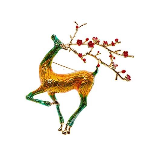 Broche grand cerf coloré bijoux tendance de Noël pour femmes WXKAGF