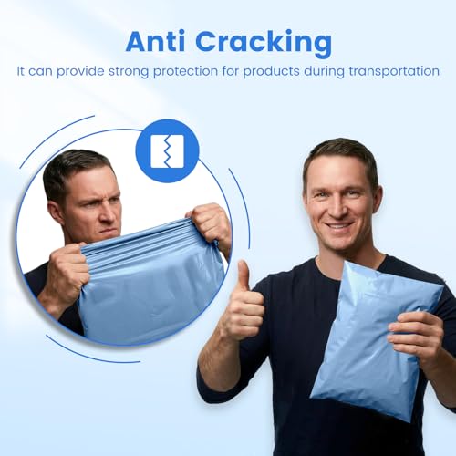 Image of Metronic Poly Mailers 10x13 50 Pack, Self Seal Shipping Bags for Clothes | Waterproof Tear-resistant Mailing Envelopes, Thick Packaging Bags for Clothing, Boutiques, Small Business, Haze Blue.
