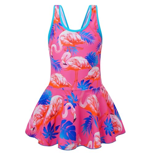Image of Akokvlar Girl One Piece Swimsuit with Skirt Bathing Suit Swimwear 3-16Y