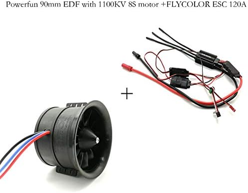 Powerfun EDF 90mm 12 Blades Ducted Fan with RC Brushless Motor 1100KV with ESC 120A(5~8S) Balance Tested for EDF 8S RC Jet Airplane