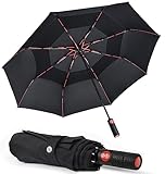 Lejorain Collapsible Umbrella Compact Travel - Portable Black Double Canopy Automatic Windproof Umbr