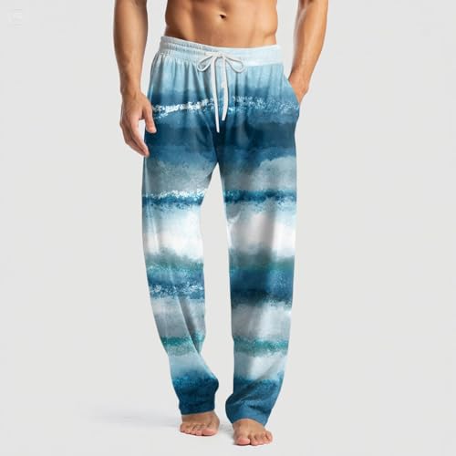 Men'S Pajama Bottoms,Tie-Dye Print Cotton Lightweight Sleep Lounge Pants Pj Bottoms Pockets Button Fly, M-3XL2