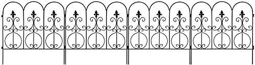 DOEWORKS Plant Trellis for Outdoor Garden Use, Decorative Garden Fence, 4 Black Panels Metal Folding Flower Bed Animal Dogs Barrier Border Edge Section