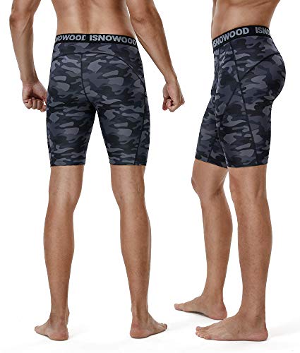 Isnowood Mens Camo Compression Shorts Quick Dry Spandex Sports Underwear Leggings Tights #TOP2