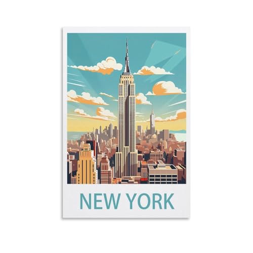 HeyBox Impression sur toile vintage de New York pour décoration d'intérieur, bureau, salon 20 x 30 cm