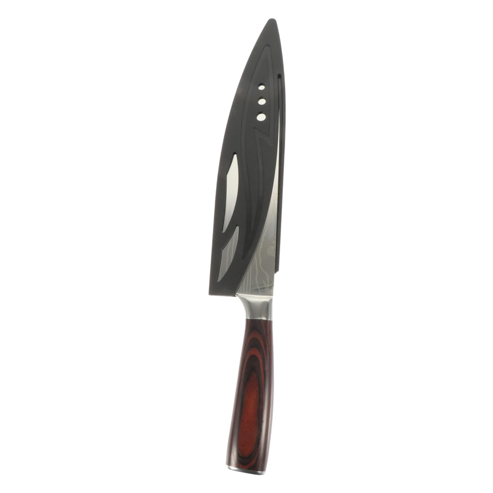 Cuchillo Chef Japonés Mango de Madera Negro para Cocina | Acero, Superficie Lisa y Empuñadura Antideslizante, Uso en Hogar y Restaurante