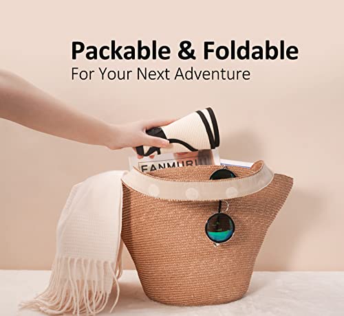 Joywant Sun Visor Hats For Women, Women's Summer Ponytail Foldable Straw Beach Hat With Upf 50+ Ivory #TOP3