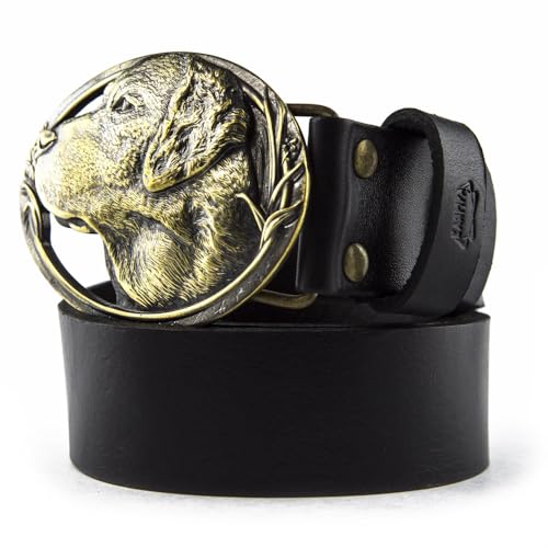 Labrador Retriever belt buckle with a leather belt, Lab Labrador Retriever breed dog solid brass belt buckle on casual leather belt3