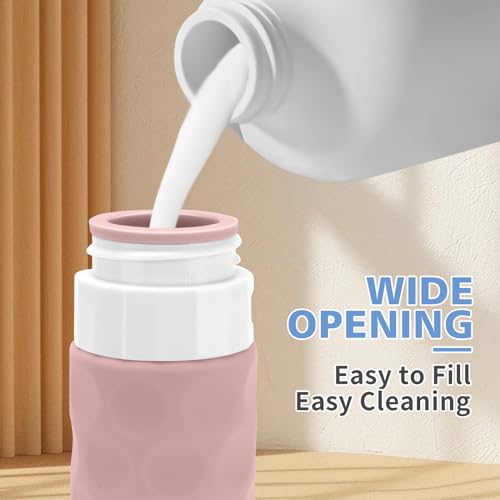 Image of Silevoler Travel Bottles for Toiletries, 4pcs Tsa Approved 3oz Travel Size Containers, BPA Free Leak Proof Premium Silicone Bottles, Refillable Liquid Squeezable Accessories W /Toiletry Bag（Apricot）
