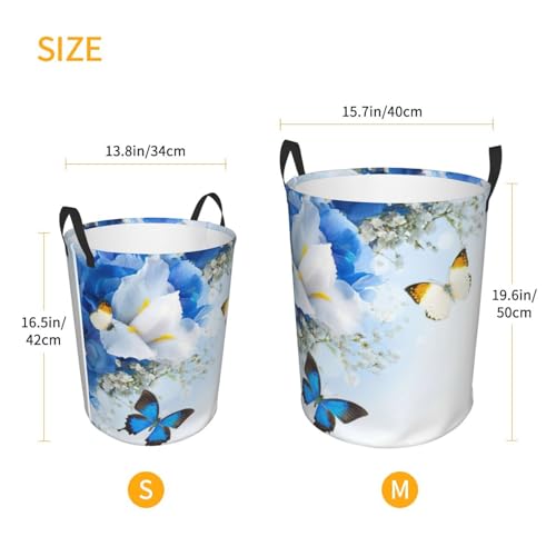 Panier à linge haut anti-odeur fleurs et papillons pour trier facilement