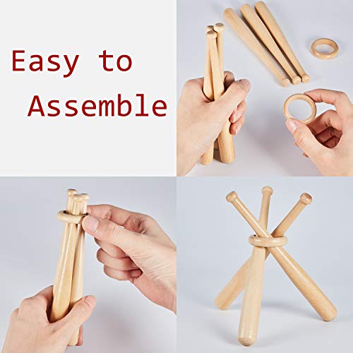 image for Maitys Wooden Baseball Stand Display Holder with Mini Baseball Bats an