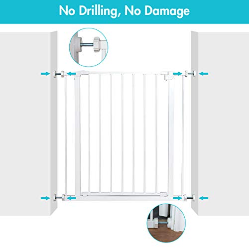 GYMAX Safety Gate, 180° TwoWay Opening Pressure Fit Stair Gate with 4 Pack Mount Kits & Wall