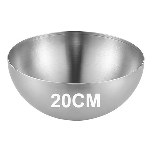Bhina 1 Pièces Grande Argent Bol Coréen en Acier Inoxydable Bol à Riz Coréen d'Art Grande Capacité Récipient de Nourriture de Cuisine Coréenne Bowl Ramen pour Salades, Soupes, Riz (20cm)