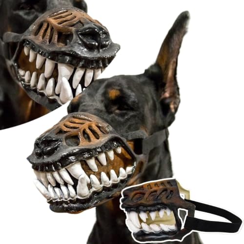 Scary Dog Muzzle with Teeth, Halloween Monster Costume Mask | Realistic Hell Hound Pet Mask with Adjustable Straps, Spooky Dog C