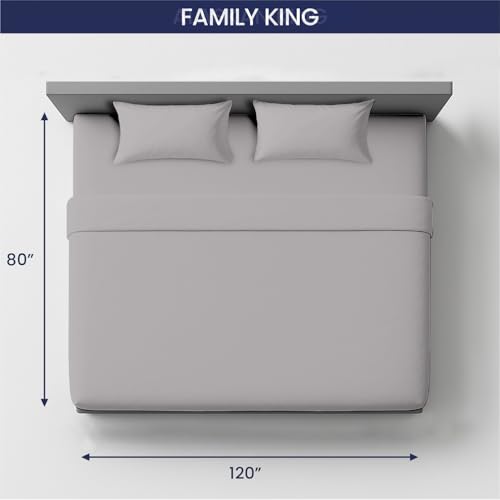 Image of SGI bedding 120 inch W x 80 inch L 4Pc Family King Sheet Set 100% Egyptian Cotton - 600 Thread Count, Fits 18 inch Deep Pocket - Soft Breathable Oversized Sheets, for Extra Large Beds - Light Grey