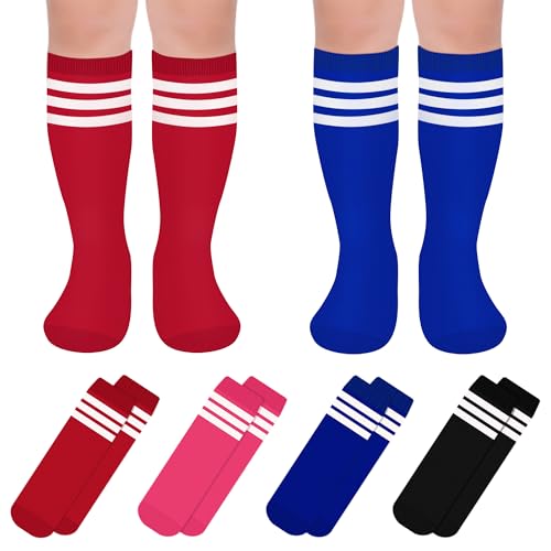 Ammiko 4 Pairs Kids Soccer Socks Knee High Socks Uniform Socks Youth Football Socks Long Tube Baseball Socks Girls Boys2